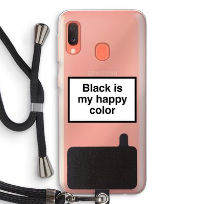 Black is my happy color: Samsung Galaxy A20e Transparant Hoesje met koord