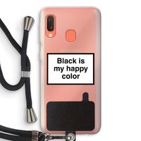 Black is my happy color: Samsung Galaxy A20e Transparant Hoesje met koord