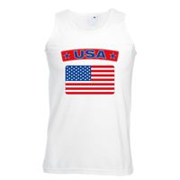 Amerika singlet shirt/ tanktop USA vlag wit heren