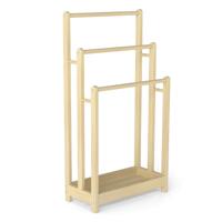 Vrijstaand Houten Handdoekenrek Drie Lagen Met Opbergplank Onderaan Kantelbeveiliging