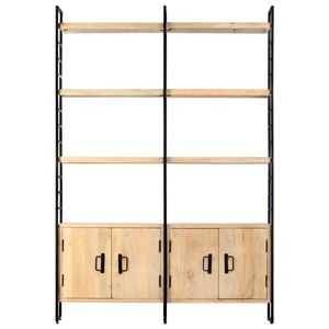 The Living Store Boekenkast Retro Industrieel - 124x30x180cm - Massief mangohout - Gepoedercoat ijzeren frame