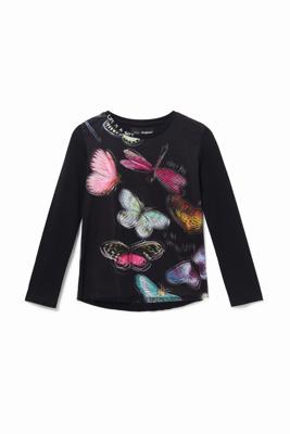 T-shirt met laag tule met print - BLACK - 9/10