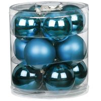 12x stuks glazen kerstballen diep blauw 8 cm glans en mat