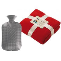 Fleece deken/plaid - rood - 130 x 170 cm - kruik - 2 liter - Plaids - thumbnail