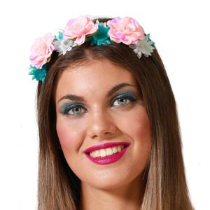 Verkleed haarband/hoofdband met bloemen krans - meisjes/dames - prinses/hippie/flower power/cosplay