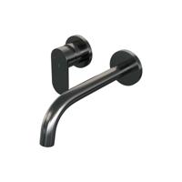 Brauer Gunmetal Edition Inbouw Wastafelmengkraan met Gebogen Uitloop en Rozetten Model C2 Gunmetal Geborsteld PVD