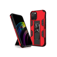 iPhone 12 Pro Max hoesje - Backcover - Rugged Armor - Kickstand - Extra valbescherming - Shockproof - TPU - Rood