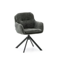 Kave Home Lexa eetkamerstoel met arm chenille Groen - thumbnail