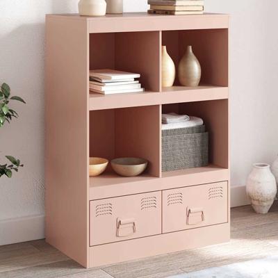 Hoge kast 67x39x95 cm staal roze