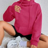 Bon&Bon Mint Green Kangaroo Pocket Hoodie | Loose Drop Shoulder Pullover Hot Pink / M