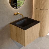 Mondiaz KURVE 50 cm Onderkast Greeploos 1 Lade Zonder Deuren Oak, Wastafel Solid Surface Midden Urban 0 Kraangaten Zonder Spiegel (KRVGRU501L0D0KM-Oak/Urb)