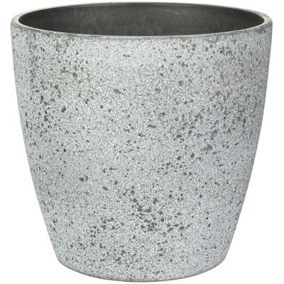 Bloempot/plantenpot - buiten - betongrijs - D13 en H12 cm - kunststof/steenmix