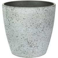 Bloempot/plantenpot - buiten - betongrijs - D13 en H12 cm - kunststof/steenmix