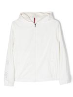 Moncler Enfant imperméable zippé à logo imprimé - Blanc