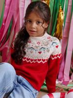 Jacquard trui voor meisjes met kerstthema rood