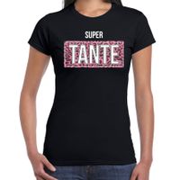 Super tante cadeau t-shirt zwart voor dames - thumbnail