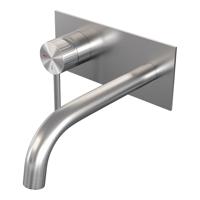BRAUER Stripe Inbouw Wastafelmengkraan - gebogen uitloop en afdekplaat - model A2 - RVS-kleurig geborsteld PVD 5-NG-333 BRAUER Stripe Inbouw Wastafelmengkraan - gebogen uitloop en afdekplaat - model A2 - RVS-kleurig geborsteld PVD 5-NG-333