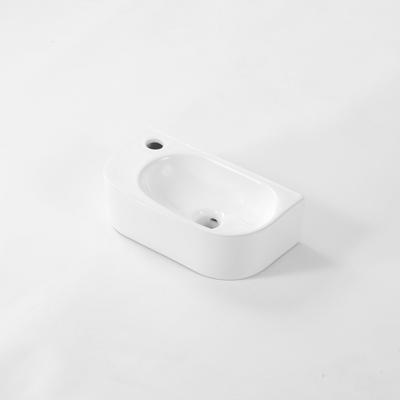 QeramiQ Pure Fontein - 40x22x12cm - Links - Glad - halfrond - 1 kraangat - Keramiek - Wit Glans DX-8718R