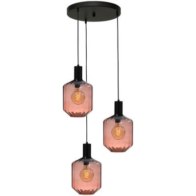 Masterlight 3-lichts vide hanglamp - zwart -Porto met Jagger red glazen - Ø 24cm - 2712-05-05-35-3-9