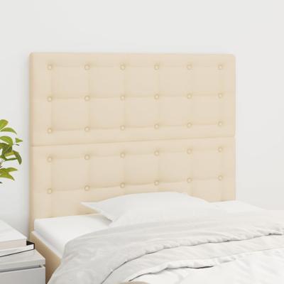 Hoofdborden 2 st 90x5x78/88 cm stof crèmekleurig