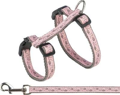 TRIXIE KATTENTUIG MET RIEM GRIJS / ROZE
