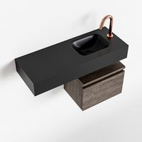 Toiletmeubel Mondiaz Andor | 80 cm | Meubelkleur Dark brown | Lex vrijhangend wastafel Urban Rechts | 1 kraangat Toiletmeubel Mondiaz Andor | 80 cm | Meubelkleur Dark brown | Lex vrijhangend wastafel Urban Rechts | 1 kraangat