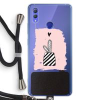 Zwart-wit cactus: Honor Note 10 Transparant Hoesje met koord