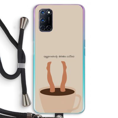 Aggressively drinks coffee: Oppo A72 Transparant Hoesje met koord