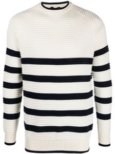 Emporio Armani pull nervuré à rayures - Blanc