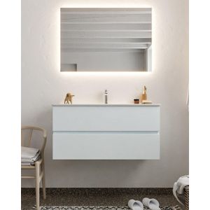 MONDIAZ VICA Badkamermeubelset - 100cm - 2 lades - wasbak Denia midden - 1 kraangat - solid surface clay NV76341136