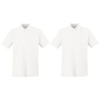 2-Pack maat M wit poloshirt premium van katoen voor heren - thumbnail