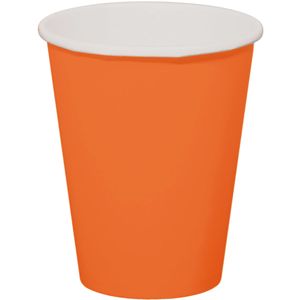 16x stuks drinkbekers van papier oranje 350 ml