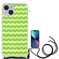 iPhone 14 Doorzichtige Silicone Hoesje Waves Green - thumbnail