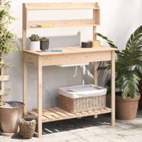 VidaXL Oppottafel met spoelbak 147,5x44x139,5 cm massief vurenhout