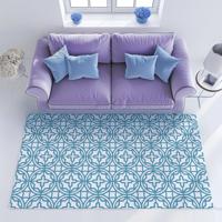 Geometrisch turkoois patroon vinyl tapijt blauw