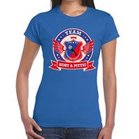 Blauw Kort en Pittig team t-shirt dames