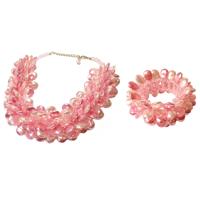 Statement Ketting en Armband Multiparel Druppel Roze Set