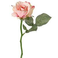 Kunstbloem roos Alice de luxe - roze - 30 cm - kunststof steel - decoratie   - - thumbnail