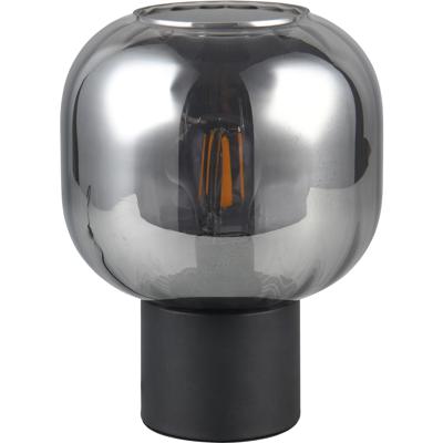 LED Tafellamp - Tafelverlichting - Trion Avia - E27 Fitting - Rond - Verchroomd Glas - Mat Zwart - Metaal