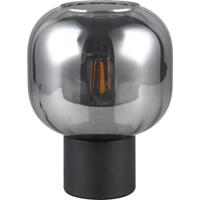 LED Tafellamp - Tafelverlichting - Trion Avia - E27 Fitting - Rond - Verchroomd Glas - Mat Zwart - Metaal