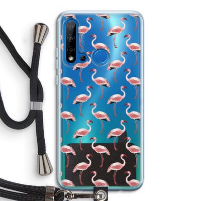 Flamingoprint groen: Huawei P20 Lite (2019) Transparant Hoesje met koord