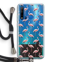 Flamingoprint groen: Huawei P20 Lite (2019) Transparant Hoesje met koord