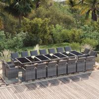 19-delige Tuinset met kussens poly rattan grijs