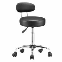 Draaikruk met verchroomd stalen basis + rugleuning zwart Draaikruk met verchroomd stalen basis + rugleuning zwart