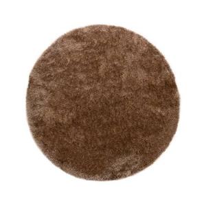 Tapeso Rond hoogpolig vloerkleed velvet - Posh bruin - 80 cm rond