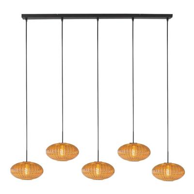 Steinhauer HanglampHaloSwap zwart met bol amber glas - 4286ZW