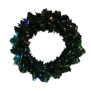 Fiber optic kerstkrans/deurkrans - met gekleurde knipperende LED verlichting - 50 cm