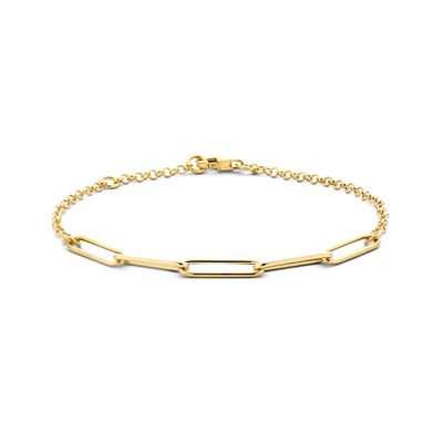 Armband Jasseron-Paperclip-Ronde Buis geelgoud 2,8 mm 17 - 19 cm