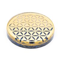 Orgoniet Schijf Onderzetter Flower of Life - Seleniet en Lapis Lazuli (80 mm)