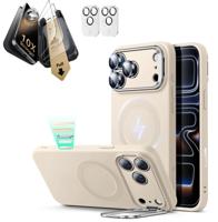 iPhone 17 Pro Max Bundle Cloud Soft Magnetic Case (Camera Control, Stash Stand) and Armorite Pro Screen Protector - Light Tan